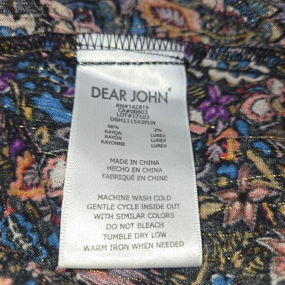 Dear John Womens Medium Top Flowy Colorful Dark Floral Leaves Nature Whimsygoth - Picture 10 of 10